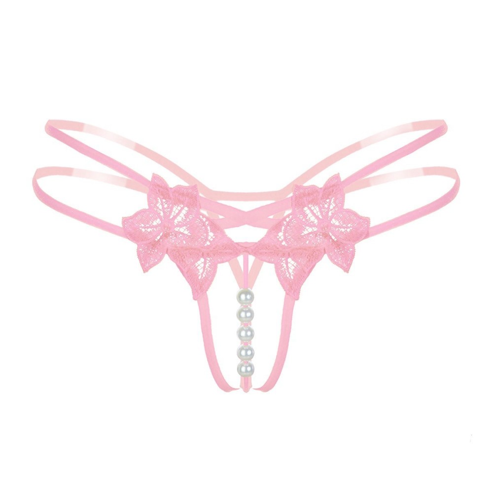 Women G-String Embroidery Pearl G-String Low-Waist Thongs Briefs