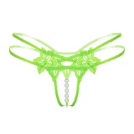 Women G-String Embroidery Pearl G-String Low-Waist Thongs Briefs