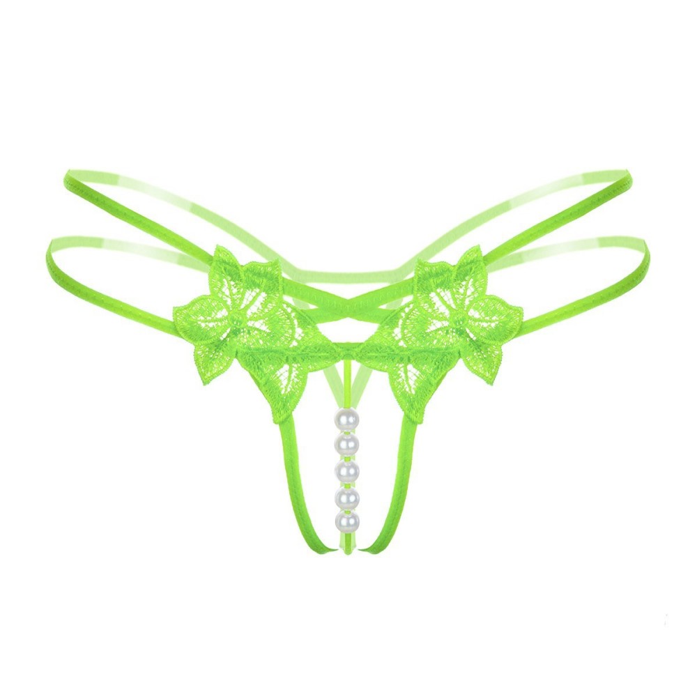 Women G-String Embroidery Pearl G-String Low-Waist Thongs Briefs