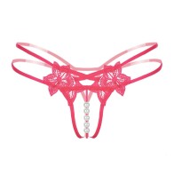 Women G-String Embroidery Pearl G-String Low-Waist Thongs Briefs