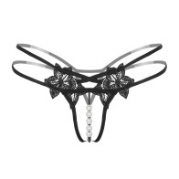 Women G-String Embroidery Pearl G-String Low-Waist Thongs Briefs