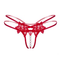 Women G-String Embroidery Pearl G-String Low-Waist Thongs Briefs