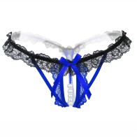 Women Sexy Panties  with Pearls Ball,Lace Thongs G-String With Bow