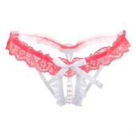 Women Sexy Panties  with Pearls Ball,Lace Thongs G-String With Bow