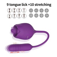 Tongue Licking Rose Vibrator For Women Powerful Clit Nipple Vagina G-Spot Massager Stimulation Oral Sex Adult Toys