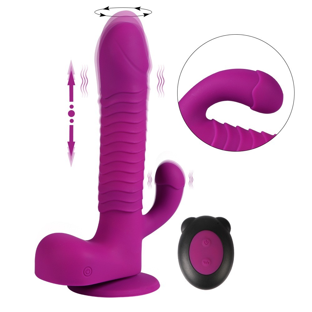 G Spot Dildo Vibrator Women Clitoral & Anal Stimulation Remote Control Thrusting Rotating Rabbit Vibrator