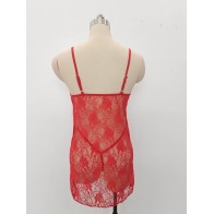 Slimming Lingerie Christmas Dress Button G-Strings Red Lace Erotic Costumes Sleepwear Female Sexy Club Pajamas with hat