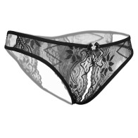 Women Sexy Lace Panties T-Back Briefs with Bow Decor Underwear