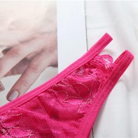 Women Sexy Lace Panties T-Back Briefs with Bow Decor Underwear