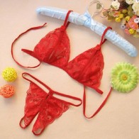 Thong Bikini Set Sexy Lingerie 3 Point Bra Open See Through Lace Porn Suit Backless Swimsuit Summer Beach Suit Erotic Set