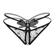 Women Sexy Pearl G-String Butterfly Embroidery Low-Waist Thongs Briefs