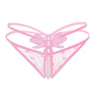 Women Sexy Pearl G-String Butterfly Embroidery Low-Waist Thongs Briefs