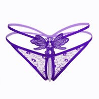 Women Sexy Pearl G-String Butterfly Embroidery Low-Waist Thongs Briefs