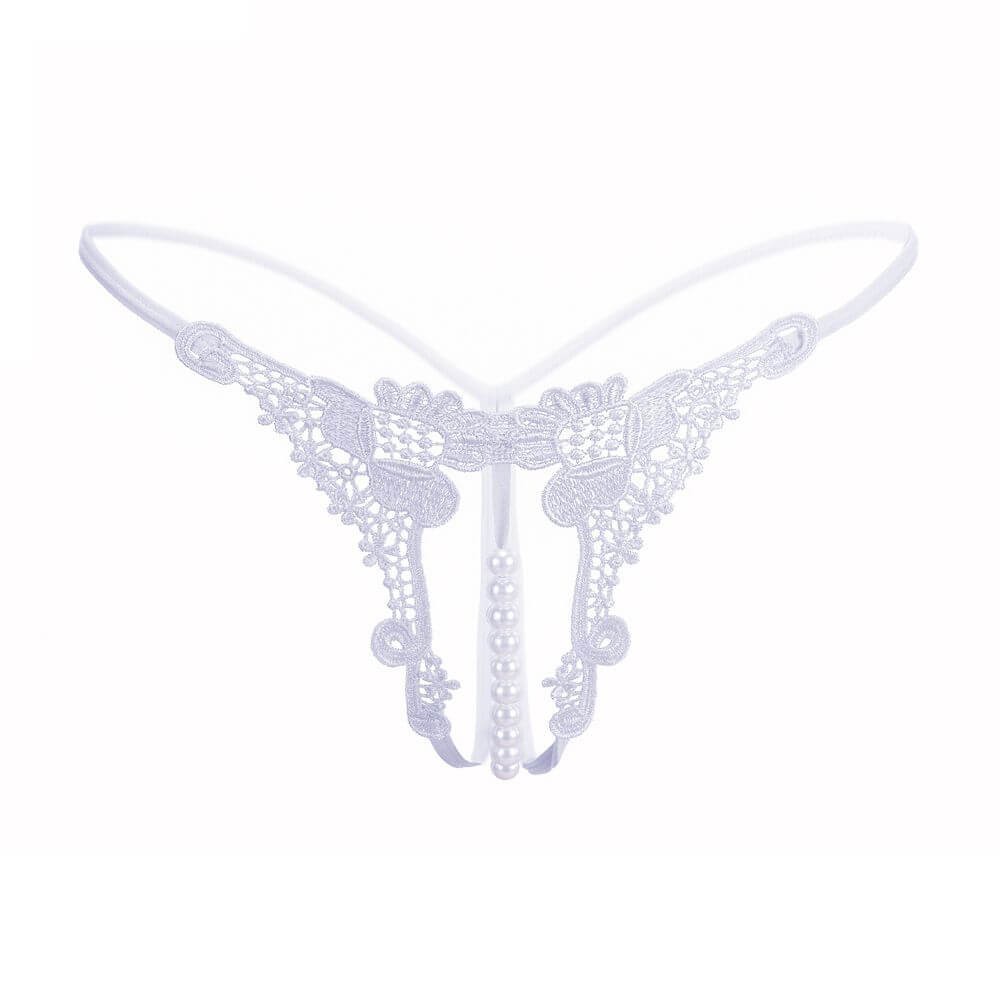 Women Sexy Low-Waist Pearl Thongs Y-Back G-String Panties