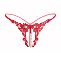 Women Sexy Low-Waist Pearl Thongs Y-Back G-String Panties