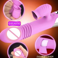 G-spot Thrusting Dildo Vibrator Mouth Sucking Tongue Licking Clitoris