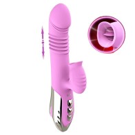 G-spot Thrusting Dildo Vibrator Mouth Sucking Tongue Licking Clitoris