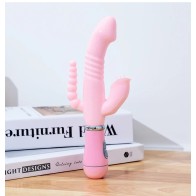 3 in 1 G-Spot Rabbit Clitoris Anal Beads Dildo Vibrator Adult Sex Toys Clitoral Vagina Stimulator Tongue Licking Toy for Women