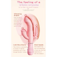 3 in 1 G-Spot Rabbit Clitoris Anal Beads Dildo Vibrator Adult Sex Toys Clitoral Vagina Stimulator Tongue Licking Toy for Women