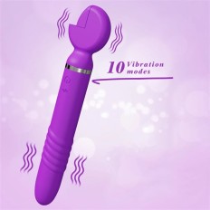 Dual Head Thrusting Dildo Vibrator Wrench Shape Wand Body Massager Sex Toys for Women Couple G Spot Massager