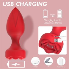 Rose Vibrator Anal Sex Toy for Women Wireless Remotel Butt Plug 10 Modes Vibrating Prostate Massager Silicone