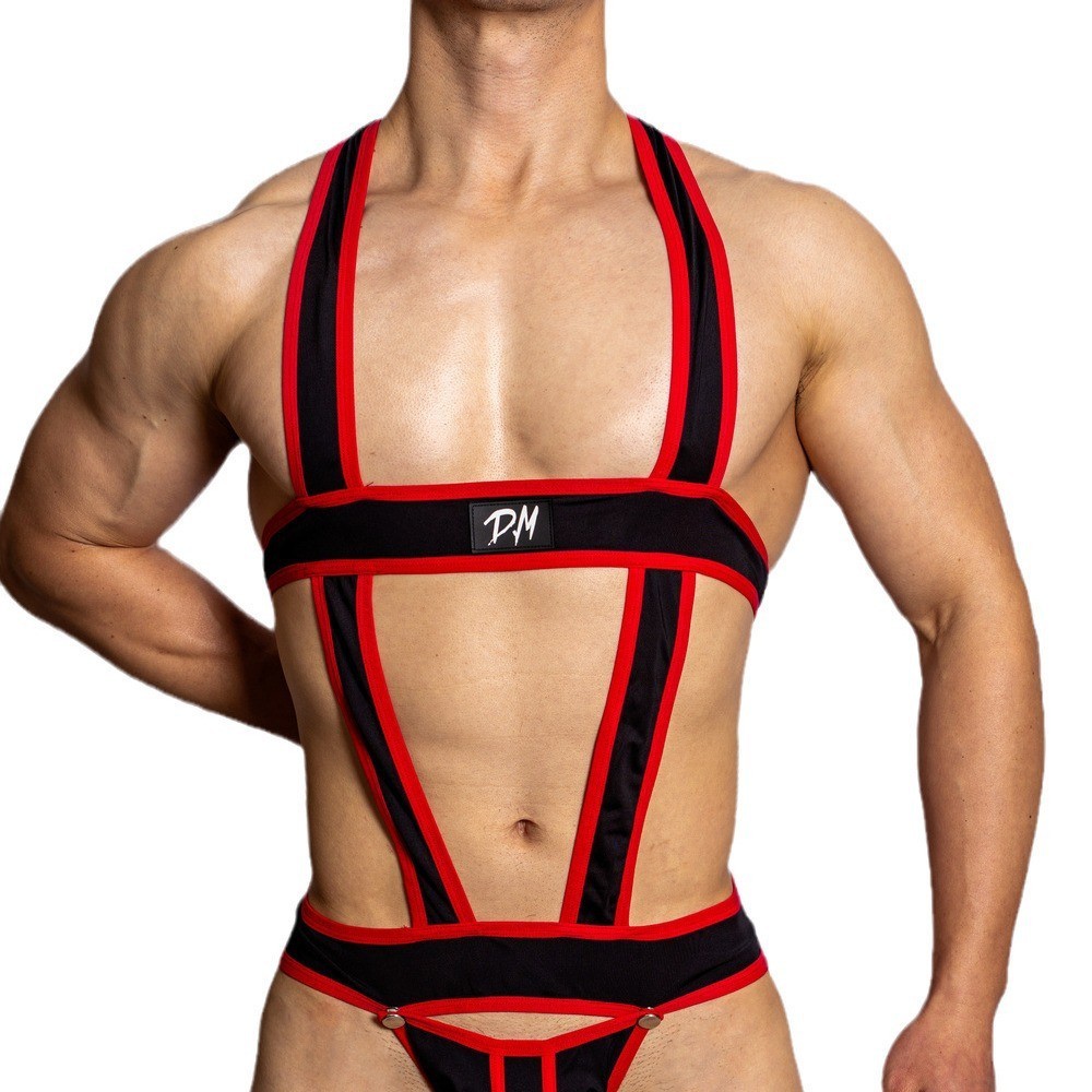 Men's Sexy Bodysuit Exotic Teddies Jockstrap Bodywear Underwear Wrestl