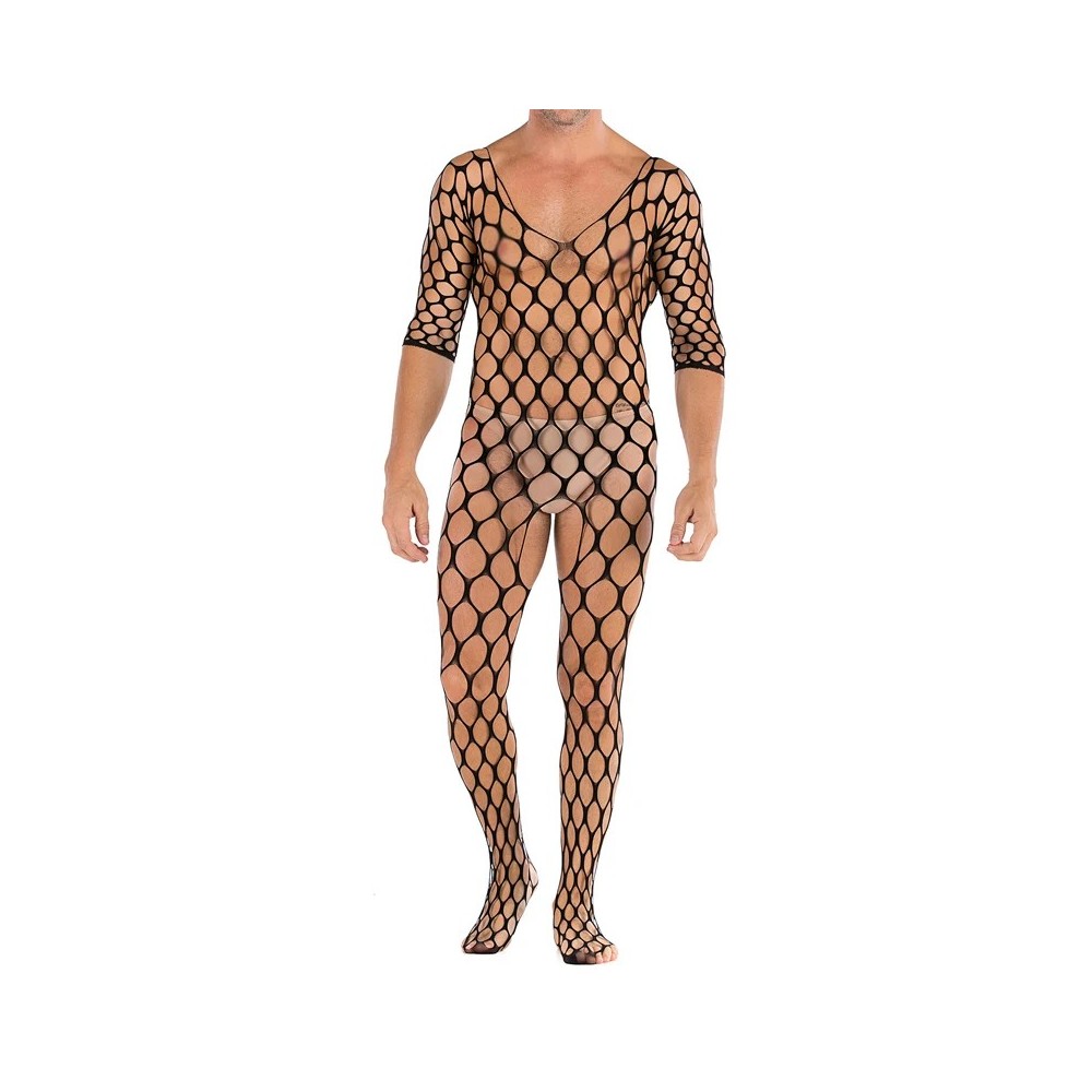 Men Sexy Tight Pantyhose See Through Body Stockings Bodysuit Underwear Jumpsuit Open Crotch Fishnet Bodystocking Gay Nightwear