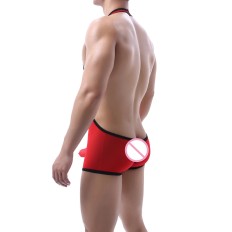 Sexy Men Jockstrap Boxer Underwear Wrestling Singlet Bodysuit Long Penis Pouch Open Butt Mesh Jumpsuits