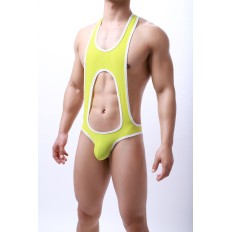 Hollow out Sexy Men Jockstrap Boxer Leotard Underwear Bodysuit Sportswear Swimsuit Bikini Exposed Butt Jumpsuit