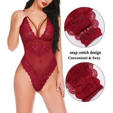 Delicate Lace Mesh Bodysuit Women Sexy Lingerie Body Hollow Backless Embroidered Bodysuits Erotic Costumes Baby Dolls