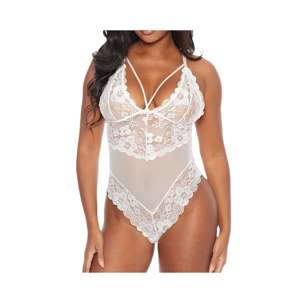 Delicate Lace Mesh Bodysuit Women Sexy Lingerie Body Hollow Backless Embroidered Bodysuits Erotic Costumes Baby Dolls