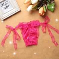 Women's Sexy Lace Lace-up Thongs,Adjustable Size,3PCS