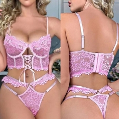 Bra Sets Erotic Underwear Transparent Lace Lingerie Bodysuits Panties Sex Clothes