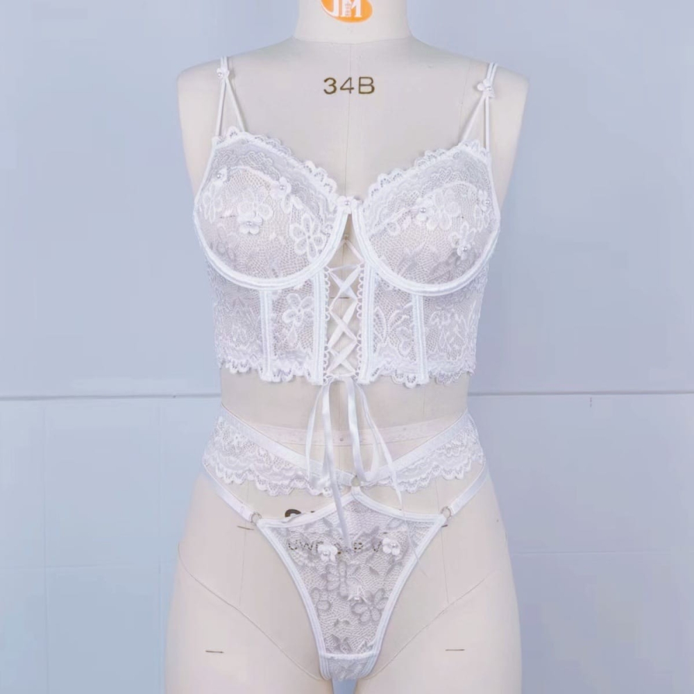 Bra Sets Erotic Underwear Transparent Lace Lingerie Bodysuits Panties Sex Clothes