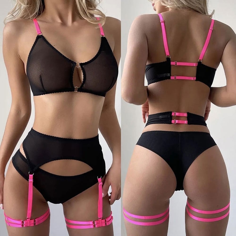 Sexy Erotic Lingerie Women Bra And Panty Garters Set Transparent Underwear Female Sexy Costumes