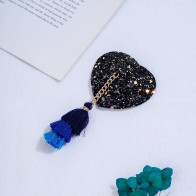 Sexy Sequin Paste Blue Tassel Heart Shape Chain Decorate Breast Bra Nipple Adhesive Erotic Lingerie Cover Sticks