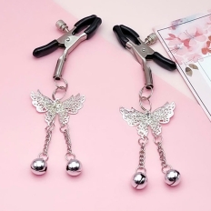 Metal Butterfly Woman Sexy Bell Hanging Nipple Clip Breast Adult Fetish Flirting Couple Sex Toy