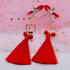 A Pair Tassel Cat's Face Breast Clips Nipple Clamps Sex Games Toys for Adult Fetish Flirting Teasing Erotic Toys Couple bdsm Toy