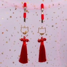 A Pair Tassel Cat's Face Breast Clips Nipple Clamps Sex Games Toys for Adult Fetish Flirting Teasing Erotic Toys Couple bdsm Toy