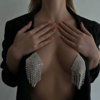 Sexy Rhinestone Nipple Pasties Stickers Women Multilayer Metal Chain Nipple Cover Reusable Nipple Cover For Party