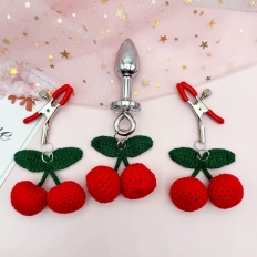 Woman Sexy Adjustable Nipple Clip Christmas Woolen Yarn Cherry Breast Adult Fetish  Flirting Anal Couple Sex Toy