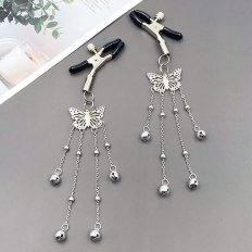 Breast Clip Silver Metal Butterfly Exotic Bell Hanging Nipple Clamp Yin Clip Tease Flirt Sex Toys for Women