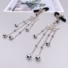 Breast Clip Silver Metal Butterfly Exotic Bell Hanging Nipple Clamp Yin Clip Tease Flirt Sex Toys for Women