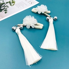 Breast Clip White Plastic Flower Tassel Exotic Bell Nipple Clamp Tease Flirt Sex Toys for Women