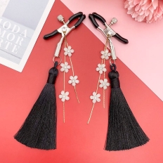 Breast Clip Long Plastic Petal Tassel Exotic Bell Nipple Clamp Tease Flirt Sex Toys for Women