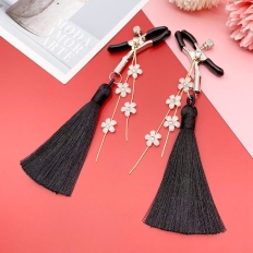 Breast Clip Long Plastic Petal Tassel Exotic Bell Nipple Clamp Tease Flirt Sex Toys for Women