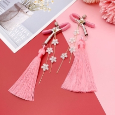 Breast Clip Long Plastic Petal Tassel Exotic Bell Nipple Clamp Tease Flirt Sex Toys for Women