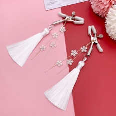 Breast Clip Long Plastic Petal Tassel Exotic Bell Nipple Clamp Tease Flirt Sex Toys for Women