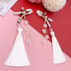 Breast Clip Long Plastic Petal Tassel Exotic Bell Nipple Clamp Tease Flirt Sex Toys for Women