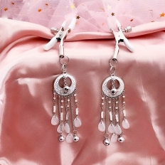 Woman Sexy Breast Nipple Clamps Adjustable Crystal Beads Drop Ethnic Long Minority Group Bell Adult Couple Stimulate Clips